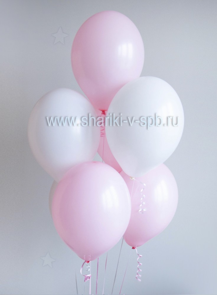 шарики с гелием белые с розовым